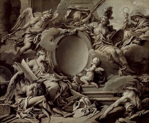 Progetto per un cartiglio: un’allegoria di Minerva, della Fama, della Storia e della Fede che vincono l’Ignoranza e il Tempo