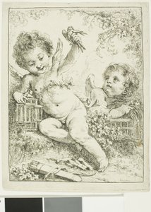 Due putti con un uccello da François Boucher