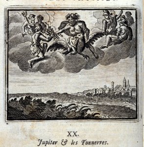 Giove e i tuoni. Favole di Jean de La Fontaine. Illustrazione di François Chauveau. Edizione del 1728. da Francois Chauveau