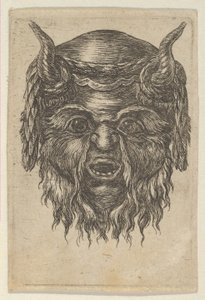 Maschera di satiro con una corona di alloro drappeggiata sulle corna, da Divers Masques, ca. 1635-45
