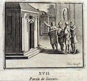 La parola di Socrate. Favole di Jean de La Fontaine. Illustrazione di François Chauveau. Edizione del 1728