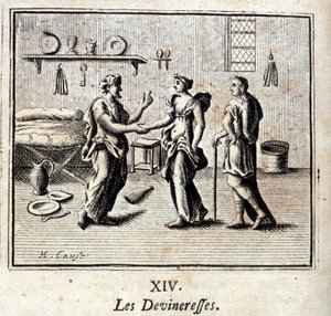 Le indovine. Favole di Jean de La Fontaine (1621-95). Illustrazione di François Chauveau (1613-1676). Edizione del 1728. da Francois Chauveau