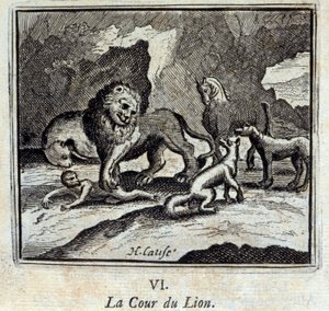 La corte del leone. Favole di Jean de La Fontaine (1621-95). Illustrazione di François Chauveau (1613-1676). Edizione del 1728. da Francois Chauveau
