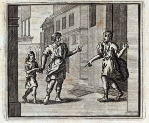 Il depositario infedele. Favole di Jean de La Fontaine. Illustrazione di François Chauveau. Edizione del 1728.