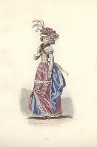 Donna in abito tricolore, epoca di Maria Antonietta