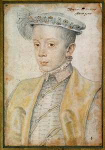 Ritratto di Carlo II Duca di Lorena e Bar (1543-1608). Disegno a sanguigna e pietra nera di François Clouet (1515-1572)