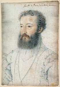 Ritratto di Carlo di Borbone, Principe di La Roche-sur-Yon (1515-1565). Disegno a sanguigna e pietra nera di Clouet Francois (1515-1572) da François Clouet