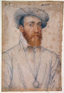 Ritratto di Francesco di Coligny, signore di Andelot (1521 - 1569). Disegno a sanguigna e pietra nera di François Clouet (1515-1572) da François Clouet