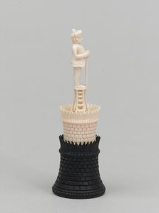 Torre nera, pezzo degli scacchi, India, circa 1820 da Francois Dubois