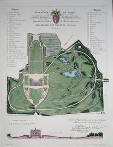 Piano generale del giardino del Chateau de Maisons appartenente a Thomas de Colmar, inciso da G. Lorsignol da Francois Duvillers