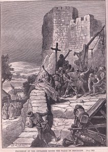 Processione dei crociati intorno alle mura di Gerusalemme AD 1097 da Francois Edouard Zier