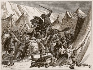 Roberto di Normandia che raduna i crociati, illustrazione da 