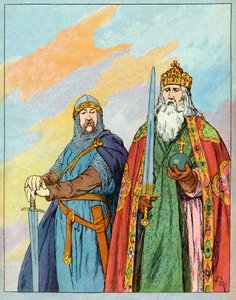 Il re franco Carlo Magno e il cavaliere francese Rolando di Roncisvalle - Carlo Magno e il cavaliere Rolando (736-778) - Illustrazione di Francois Zier (1856-1924) tratta da 