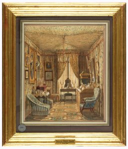 Disegno, Interno di una stanza da toeletta con soffitto a tenda da Francois Etienne Villeret