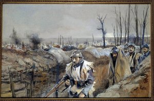 Prima Guerra Mondiale: Veduta di Souchez (Artois), una trincea il 18/12/1915 da Francois Flameng