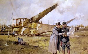 Artiglieria pesante sulla ferrovia, ottobre 1916 da Francois Flameng