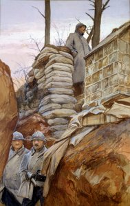 Il punto di osservazione di Mont Renault (aprile 1918). Dipinto di François Flameng (1856-1923) da Francois Flameng