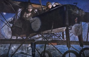 Con il servizio aereo francese, un bombardamento notturno da un biplano Voisin da Francois Flameng