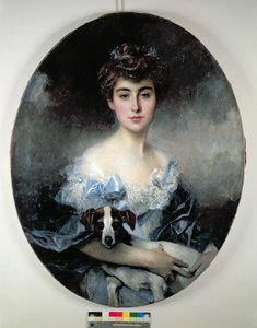 Giovane donna con un cane da Francois Flameng