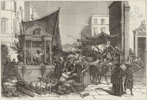 Una strada di Napoli (incisione) da Francois Fortune Antoine (after) Ferogio