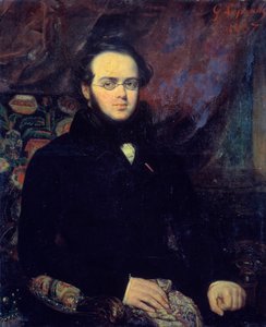 Ritratto del compositore francese Jacques Fromental Levy detto Halevy (1799-1862) con gli occhiali