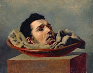 Testa ghigliottinata di un parricida giustiziato a Puy nel 1825