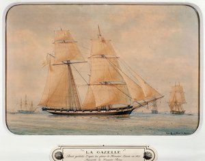 La goletta La Gazelle, di Francois Roux, acquerello, Francia da Francois Geoffroy Roux