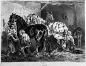 La Forgia, ferratura dei cavalli da Francois Hippolyte Lalaisse