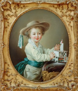 Bambino che costruisce una casa di carte da Francois Hubert Drouais