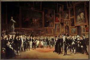 Re Carlo X (1757-1836) distribuisce premi agli artisti dopo l