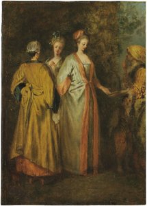 La cartomante (olio su tavola) da Francois Louis Joseph (attr. to) Watteau
