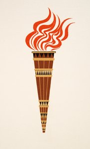 Torcia fiammeggiante da Prometeo incatenato di Eschilo, pub. 1941 (stampa pochoir) da Francois Louis Schmied
