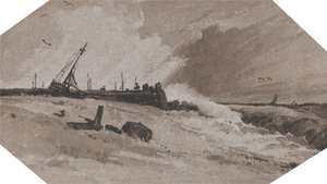 Molo in una tempesta da Francois Louis Thomas Francia