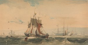Navi sul Medway, Kent da Francois Louis Thomas Francia