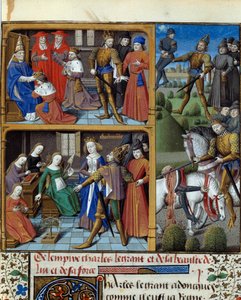 Scene della vita del re dei Franchi Carlo Magno (742-814). Miniatura tratta dal manoscritto 