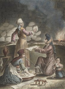 Donne turche che fanno il pane da Francois Marie Rosset