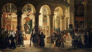 Goffredo di Buglione deposita nella chiesa del Santo Sepolcro i Trofei di Ascalona