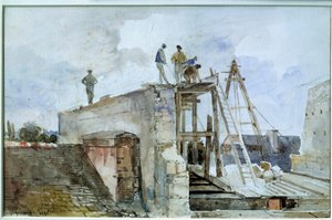 Cantiere di costruzione visto dalla finestra di Granet all