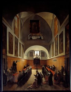 Vestizione di una giovane ragazza di Albano nel coro del convento di Santa Chiara a Roma. Dipinto di François Marius Granet