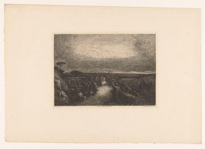 Paesaggio con cavaliere in una folla da Francois Nicolas Chifflart