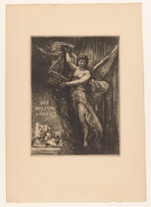 Frontespizio con angelo e stampa da Francois Nicolas Chifflart
