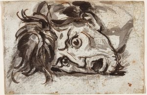Testa di un uomo con bocca aperta e occhi spalancati da Francois Pascal Simon Gerard