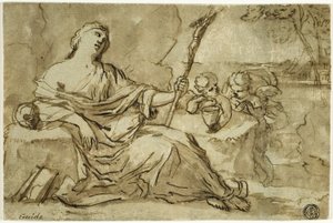 Maddalena nel deserto con due putti da Francois Perrier