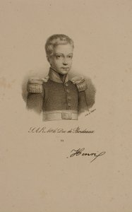 Henri Charles Ferdinand Marie Dieudonne de France, Duca di Bordeaux, Conte di Chambord da Francois Seraphin Delpech
