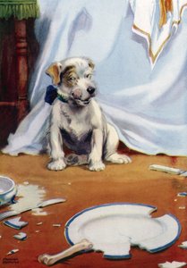 Cane con piatto rotto da Frank Adams