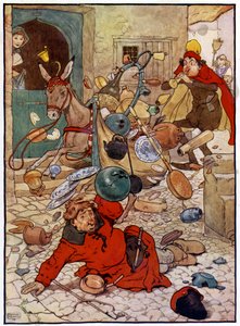 Illustrazione per La storia di Tom il figlio del pifferaio (litografia a colori) da Frank Adams