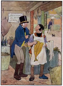 Tre allegri pescatori (litografia a colori) da Frank Adams