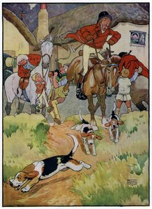 Tre allegri cacciatori (litografia a colori) da Frank Adams