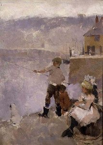 Pesca sul molo da Frank Bramley