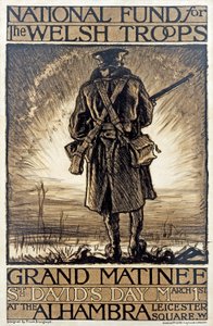 Poster pubblicitario per un evento di raccolta fondi per il Fondo Nazionale per le Truppe Gallesi, 1 marzo 1915 da Frank Brangwyn